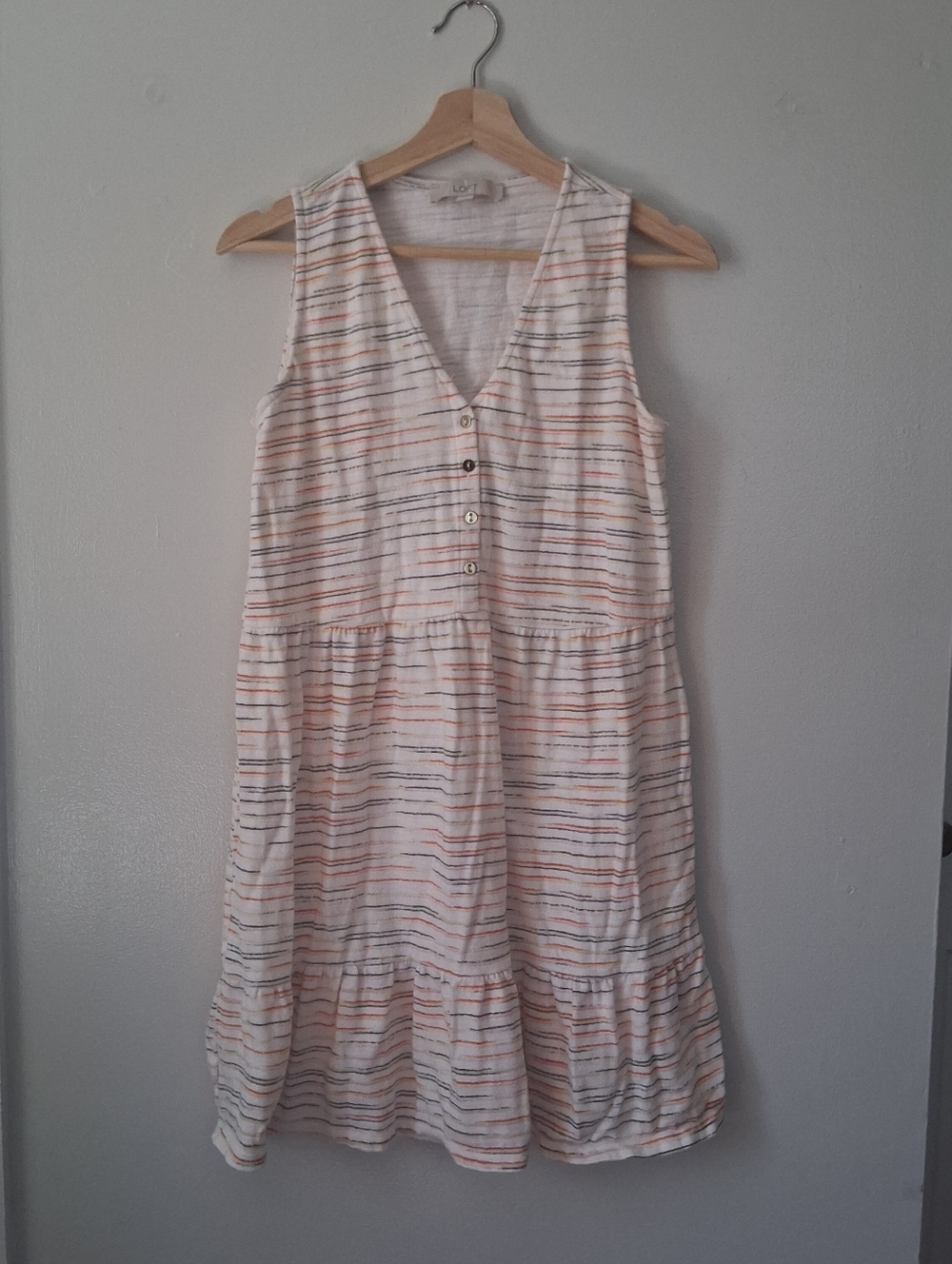 Loft Multi Color Stripe Dress Cotton